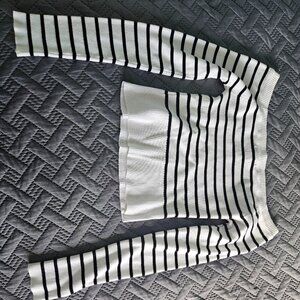 Orange Kiss Essentials White and Black Stripped Off-the-Shoulder top